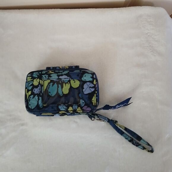 Vera Bradley All-In-One wristlet wallet in the "Indigo Pop" floral pattern - Picture 2 of 4